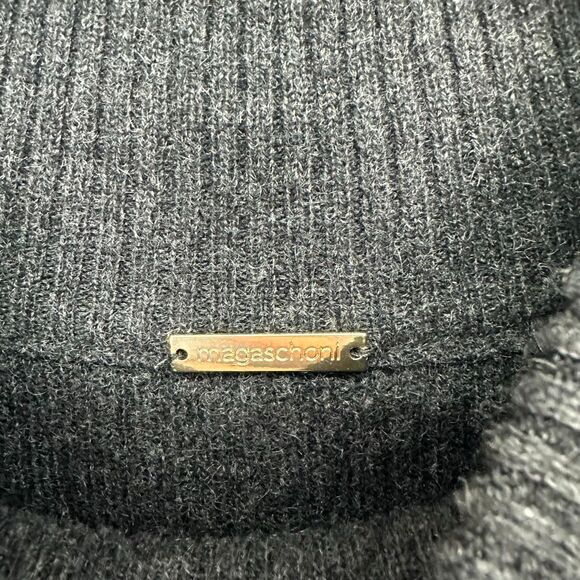 Magaschoni Women’s Dark Charcoal Grey Cashmere Mock Neck Short Sleeve Midi Dress - Picture 5 of 7